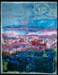 Les Lys en Provence - 57x44 - Handpainted, Handmade Paper Collage (sold)